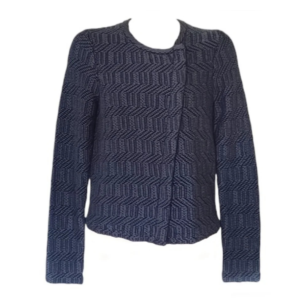 Ann Taylor LOFT Maze Knit Jacket in Blue Sea Business Casual M